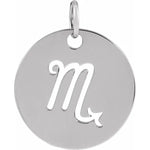 Lade das Bild in den Galerie-Viewer, Platinum 14k Yellow Rose White Gold Sterling Silver Scorpio Zodiac Horoscope Cut Out Round Disc Pendant Charm Necklace
