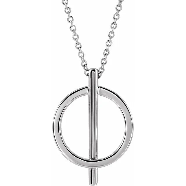 Platinum 14k Yellow Rose White Gold Sterling Silver Circle Bar Modern Contemporary Minimalist Pendant Charm Necklace