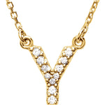 Load image into Gallery viewer, 14k Gold 1/10 CTW Diamond Alphabet Initial Letter Y Necklace
