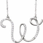 Load image into Gallery viewer, 14K Yellow Rose White Gold Diamond Letter W Initial Alphabet Necklace Custom Made To Order
