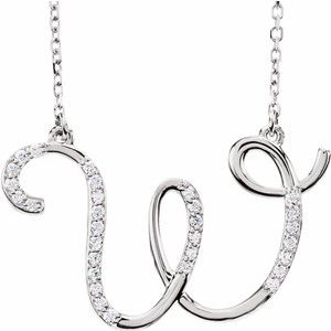 14K Yellow Rose White Gold Diamond Letter W Initial Alphabet Necklace Custom Made To Order