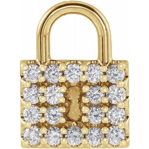 14K Yellow Gold Diamond Lock Pendant Necklace