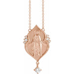 Carregar imagem no visualizador da galeria, Platinum 14k Yellow Rose White Gold Sterling Silver Diamond Blessed Virgin Mary Miraculous Medal Necklace
