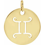 將圖片載入圖庫檢視器 Platinum 14k Yellow Rose White Gold Sterling Silver Gemini Zodiac Horoscope Cut Out Round Disc Pendant Charm Necklace

