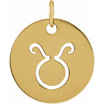 Lade das Bild in den Galerie-Viewer, Platinum 14k Yellow Rose White Gold Sterling Silver Taurus Zodiac Horoscope Cut Out Round Disc Pendant Charm Necklace

