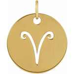 將圖片載入圖庫檢視器 Platinum 14k Yellow Rose White Gold Sterling Silver Aries Zodiac Horoscope Cut Out Round Disc Pendant Charm Necklace
