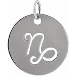 Afbeelding in Gallery-weergave laden, Platinum 14k Yellow Rose White Gold Sterling Silver Capricorn Zodiac Horoscope Cut Out Round Disc Pendant Charm Necklace
