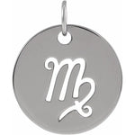 Lade das Bild in den Galerie-Viewer, Platinum 14k Yellow Rose White Gold Sterling Silver Virgo Zodiac Horoscope Cut Out Round Disc Pendant Charm Necklace
