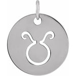 Indlæs billede til gallerivisning Platinum 14k Yellow Rose White Gold Sterling Silver Taurus Zodiac Horoscope Cut Out Round Disc Pendant Charm Necklace
