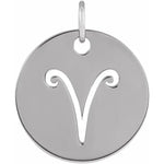 Indlæs billede til gallerivisning Platinum 14k Yellow Rose White Gold Sterling Silver Aries Zodiac Horoscope Cut Out Round Disc Pendant Charm Necklace
