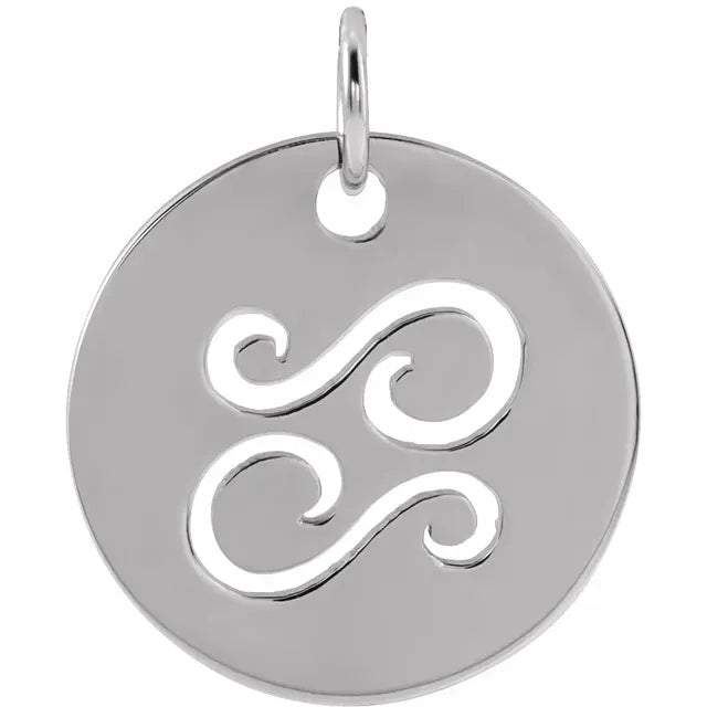 Platinum 14k Yellow Rose White Gold Sterling Silver Cancer Zodiac Horoscope Cut Out Round Disc Pendant Charm Necklace