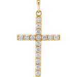 將圖片載入圖庫檢視器 14k Yellow Rose White Gold 1/3 CTW Genuine Diamond Cross Pendant Charm
