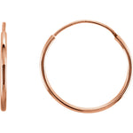 Load image into Gallery viewer, 14k Rose Gold Round Endless Hoop Earrings 10mm 12mm 15mm 20mm 24mm x 1mm
