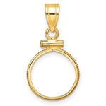Ladda upp bild till gallerivisning, 14K Yellow Gold for 13mm Coins or US $1 Dollar Type 1 or Mexican 2 Peso Screw Top Coin Holder Bezel Pendant Charm
