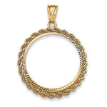 Charger l&#39;image dans la galerie, 14K Yellow Gold 1/2 oz or Half Ounce American Eagle Coin Holder Holds 27mm x 2.2mm Coin Bezel Rope Edge Diamond Cut Pendant Charm
