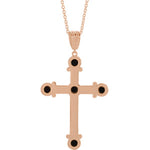 Load image into Gallery viewer, Platinum 14k Yellow Rose White Silver Genuine Onyx Cross Pendant Charm Necklace
