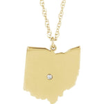 將圖片載入圖庫檢視器 14k Gold 10k Gold Silver Ohio OH State Map Diamond Personalized City Necklace
