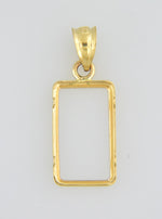 Load image into Gallery viewer, 14K Yellow Gold Holds 15mm x 8.5mm x 0.65mm Coins or Credit Suisse 1 gram Mounting Holder Pendant
