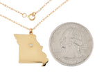 Load image into Gallery viewer, 14k Gold 10k Gold Silver Missouri MO State Map Diamond Personalized City Necklace
