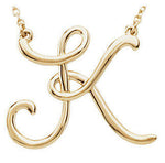 Load image into Gallery viewer, 14k Gold or Sterling Silver Script Letter K Initial Alphabet Necklace
