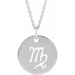 Charger l&#39;image dans la galerie, Platinum 14k Yellow Rose White Gold Sterling Silver Virgo Zodiac Horoscope Cut Out Round Disc Pendant Charm Necklace
