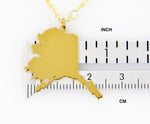 Load image into Gallery viewer, 14k Gold 10k Gold Silver Alaska State Map Diamond Personalized City Necklace

