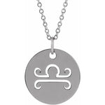 Lade das Bild in den Galerie-Viewer, Platinum 14k Yellow Rose White Gold Sterling Silver Libra Zodiac Horoscope Cut Out Round Disc Pendant Charm Necklace
