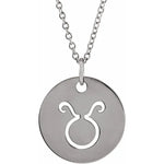 Afbeelding in Gallery-weergave laden, Platinum 14k Yellow Rose White Gold Sterling Silver Taurus Zodiac Horoscope Cut Out Round Disc Pendant Charm Necklace
