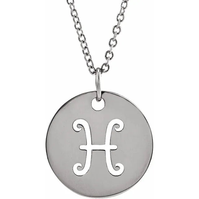 Platinum 14k Yellow Rose White Gold Sterling Silver Pisces Zodiac Horoscope Cut Out Round Disc Pendant Charm Necklace