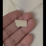 Load and play video in Gallery viewer, 14k Gold 10k Gold Silver Montana MT State Map Diamond Personalized City Necklace
