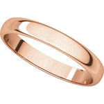Cargar imagen en el visor de la galería, 14k Rose Gold 3mm Classic Wedding Band Ring Half Round Light
