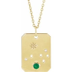 Platinum 14k Yellow Rose White Gold Sterling Silver Diamond and Emerald Aries Zodiac Horoscope Constellation Pendant Necklace