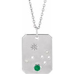 Load image into Gallery viewer, Platinum 14k Yellow Rose White Gold Sterling Silver Diamond and Emerald Aries Zodiac Horoscope Constellation Pendant Necklace
