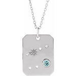 Load image into Gallery viewer, Platinum 14k Yellow Rose White Gold Sterling Silver Diamond and Aquamarine Cancer Zodiac Horoscope Constellation Pendant Necklace
