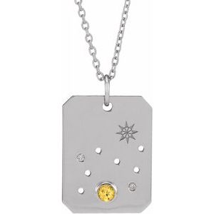 Platinum 14k Yellow Rose White Gold Sterling Silver Diamond Genuine Topaz Leo Zodiac Horoscope Constellation Pendant Necklace