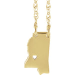 Load image into Gallery viewer, Mississippi State Heart City Pendant Charm Necklace
