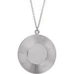 Afbeelding in Gallery-weergave laden, 14k Yellow White Gold Sunburst Sundial Round Circle Disc Pendant Charm Necklace Personalized Engraved
