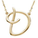 Load image into Gallery viewer, 14k Gold or Sterling Silver Script Letter D Initial Alphabet Necklace
