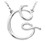 Load image into Gallery viewer, 14k Gold or Sterling Silver Script Letter G Initial Alphabet Necklace
