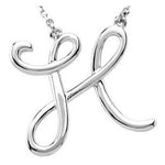 Load image into Gallery viewer, 14k Gold or Sterling Silver Script Letter H Initial Alphabet Necklace
