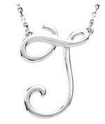 Load image into Gallery viewer, 14k Gold or Sterling Silver Script Letter J Initial Alphabet Necklace
