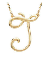 Load image into Gallery viewer, 14k Gold or Sterling Silver Script Letter J Initial Alphabet Necklace

