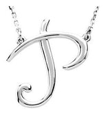 Load image into Gallery viewer, 14k Gold or Sterling Silver Script Letter P Initial Alphabet Necklace
