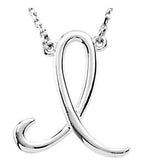 Load image into Gallery viewer, 14k Gold or Sterling Silver Script Letter I Initial Alphabet Necklace
