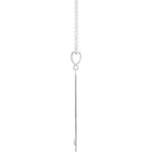 Platinum 14k Yellow Rose White Gold Sterling Silver Diamond Vertical Bar Personalized Engraved Pendant Charm Necklace