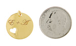 画像をギャラリービューアに読み込む, 14k Yellow Rose White Gold or Silver Round Disc Heart Pierced Pendant Charm Necklace Personalized Engraved
