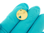 Загрузить изображение в средство просмотра галереи, 14k Yellow Rose White Gold or Silver Round Disc Heart Pierced Pendant Charm Necklace Personalized Engraved
