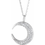 Load image into Gallery viewer, Platinum 14k Yellow Rose White Gold Diamond Crescent Moon Celestial Pendant Charm Necklace
