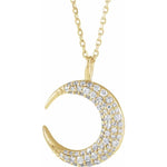 Indlæs billede til gallerivisning Platinum 14k Yellow Rose White Gold Diamond Crescent Moon Celestial Pendant Charm Necklace
