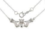 Lade das Bild in den Galerie-Viewer, Platinum or 14k Yellow Rose White Gold or Sterling Silver Claddagh Necklace
